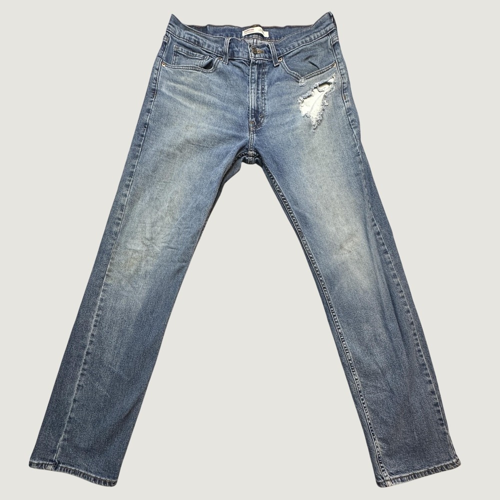 Levi's Signature Jeans Mens 32x32 Regular Blue Medium Wash Distressed Ripped